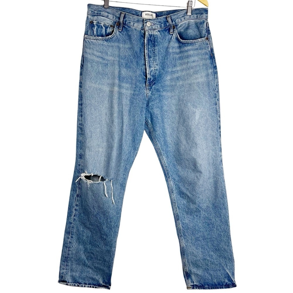 AGOLDE 90's Pinch Distressed Button-fly 100% Cotton Jeans Plus Size 32